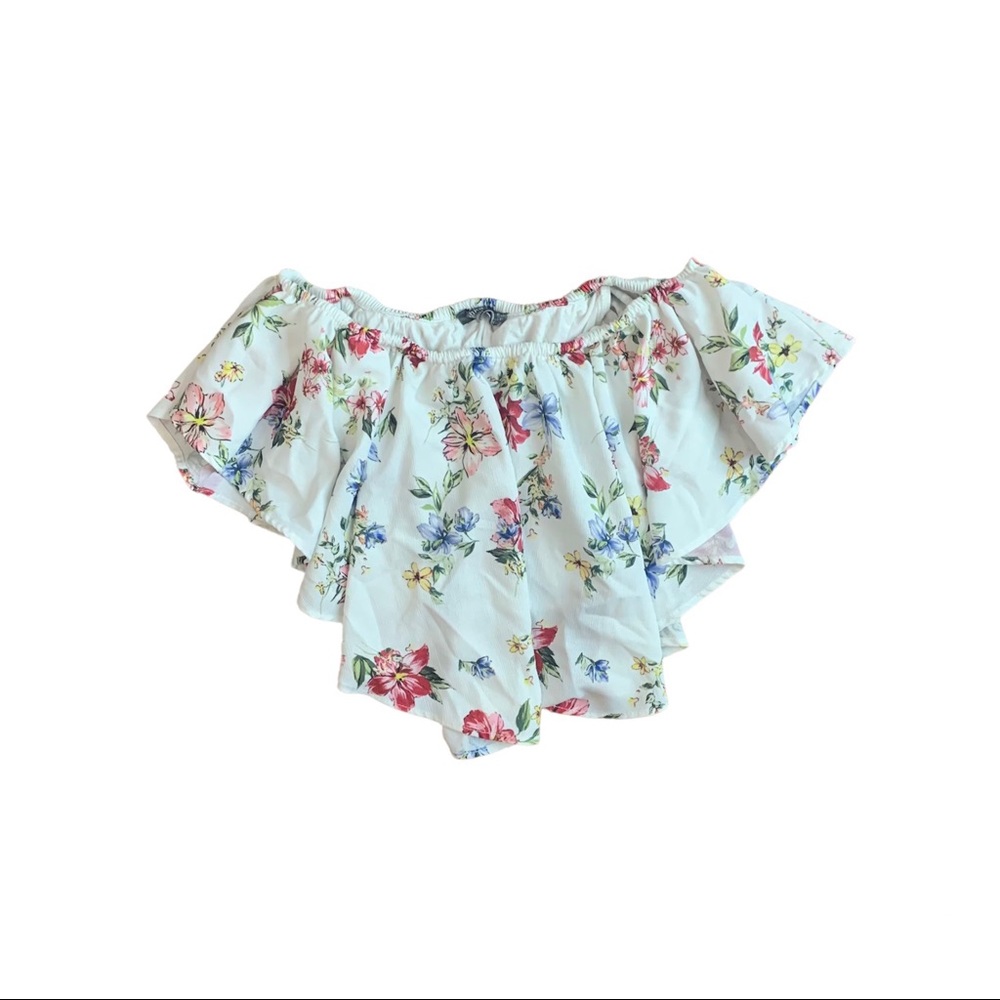 White Layered Ruffle Floral Top